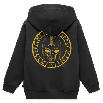 Wikinger Schädel (Gold) - Kinder Premium Organic Zip Hoodie - Schwarz - Hinten - AI Model Kid Male (0cm)