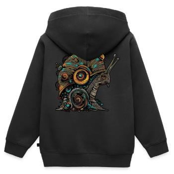 Escargot Crinchy - Sweat Premium à capuche zippé enfant bio - noir - Dos - AI Model Kid Male (0cm)