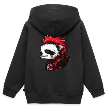 Cooles Punkrock Faultier - Kinder Premium Organic Zip Hoodie - Schwarz - Hinten - AI Model Kid Male (0cm)