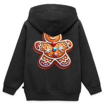 Biscuits au pain d’épice Cuisson Avent - Sweat Premium à capuche zippé enfant bio - noir - Dos - AI Model Kid Male (0cm)
