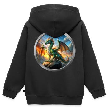 Dragon Animal - Kids Premium Organic Zip-up Hoodie - black - Back - AI Model Kid Male (0cm)