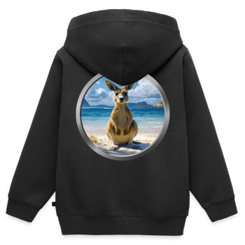 Kangaroo Animal - Kids Premium Organic Zip-up Hoodie - black - Back - AI Model Kid Male (0cm)