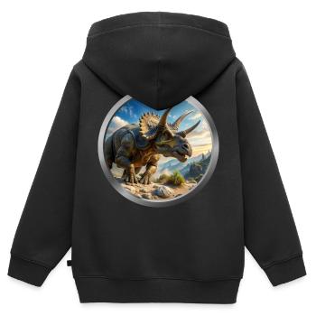 Triceratops Animal - Kids Premium Organic Zip-up Hoodie - black - Back - AI Model Kid Male (0cm)