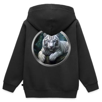 White Tiger Animal - Kids Premium Organic Zip-up Hoodie - black - Back - AI Model Kid Male (0cm)