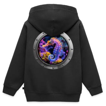 Seahorse Animal - 4 - Kids Premium Organic Zip-up Hoodie - black - Back - AI Model Kid Male (0cm)