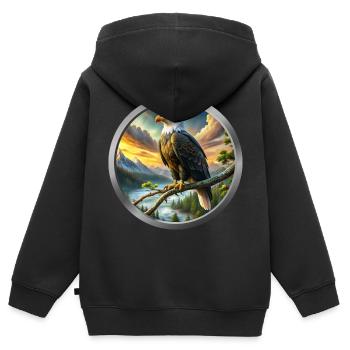 Eagle Animal - 5 - Kids Premium Organic Zip-up Hoodie - black - Back - AI Model Kid Male (0cm)