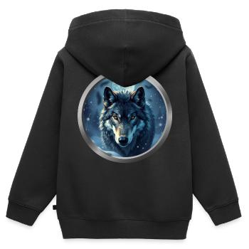Wolf Animal - 5 - Kids Premium Organic Zip-up Hoodie - black - Back - AI Model Kid Male (0cm)