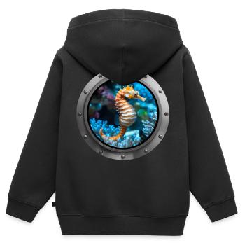 Seahorse Animal - 6 - Kids Premium Organic Zip-up Hoodie - black - Back - AI Model Kid Male (0cm)