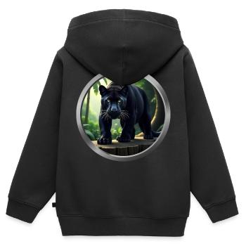 Panther Animal - Kids Premium Organic Zip-up Hoodie - black - Back - AI Model Kid Male (0cm)