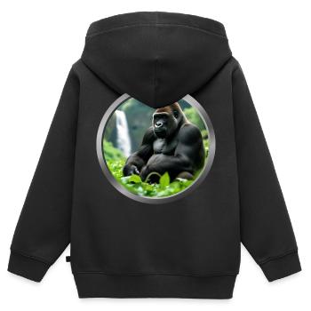 Gorilla Animal - 3 - Kids Premium Organic Zip-up Hoodie - black - Back - AI Model Kid Male (0cm)