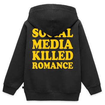 social media killed romance - Sweat Premium à capuche zippé enfant bio - noir - Dos - AI Model Kid Male (0cm)