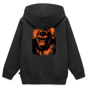 Gorille - Sweat Premium à capuche zippé enfant bio - noir - Dos - AI Model Kid Male (0cm)