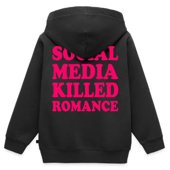 social media killed romance - Sweat Premium à capuche zippé enfant bio - noir - Dos - AI Model Kid Male (0cm)