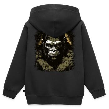 Gorilla - Kinder Premium Organic Zip Hoodie - Schwarz - Hinten - AI Model Kid Male (0cm)