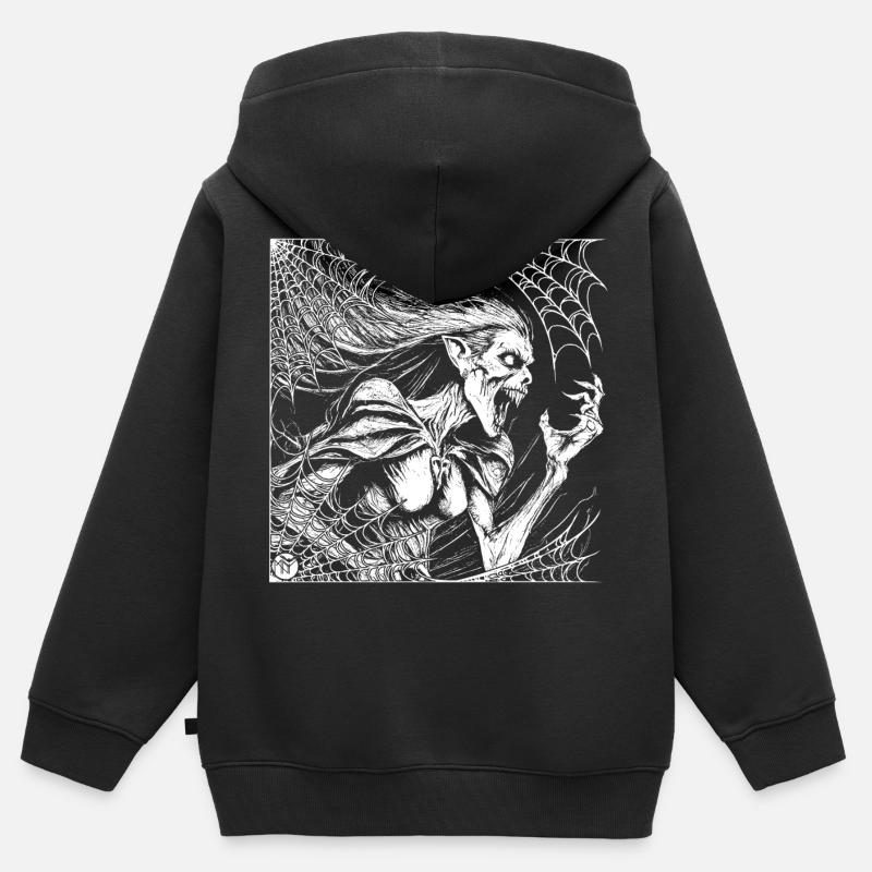 La Sorcière - Sweat Premium à capuche zippé enfant bio - noir