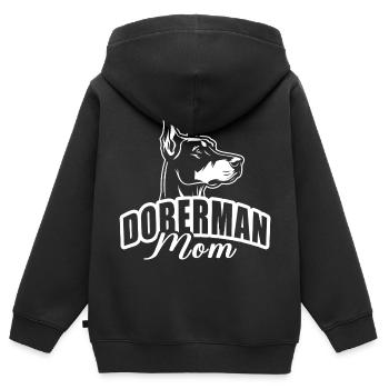 "Doberman Mom" mit Hundekopf - Kinder Premium Organic Zip Hoodie - Schwarz - Hinten - AI Model Kid Male (0cm)