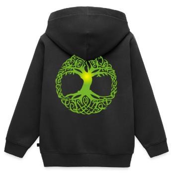 Abre celte - Sweat Premium à capuche zippé enfant bio - noir - Dos - AI Model Kid Male (0cm)