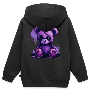 Niedlicher Grusel Teddybär - Kinder Premium Organic Zip Hoodie - Schwarz - Hinten - AI Model Kid Male (0cm)