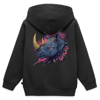 Fantasy Punkrock Nashorn - Kinder Premium Organic Zip Hoodie - Schwarz - Hinten - AI Model Kid Male (0cm)