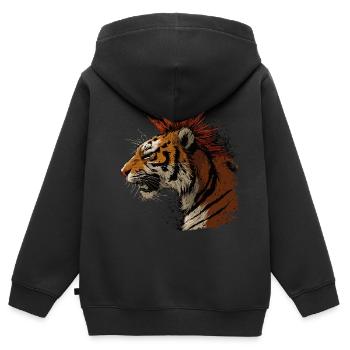 Tigerpunk - Sweat Premium à capuche zippé enfant bio - noir - Dos - AI Model Kid Male (0cm)