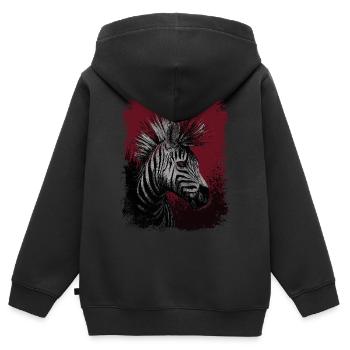 Zebra Punk - Kinder Premium Organic Zip Hoodie - Schwarz - Hinten - AI Model Kid Male (0cm)