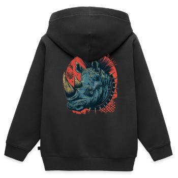 Fantasy Punkrock Nashorn - Kinder Premium Organic Zip Hoodie - Schwarz - Hinten - AI Model Kid Male (0cm)