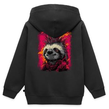 Cooles Punkrock Faultier - Kinder Premium Organic Zip Hoodie - Schwarz - Hinten - AI Model Kid Male (0cm)