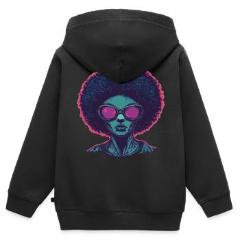 Discothèque - Sweat Premium à capuche zippé enfant bio - noir - Dos - AI Model Kid Male (0cm)