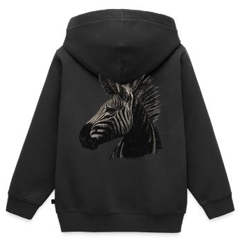 Punk zèbre - Sweat Premium à capuche zippé enfant bio - noir - Dos - AI Model Kid Male (0cm)