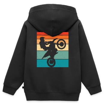 Motocross Retro Motorsport - Kinder Premium Organic Zip Hoodie - Schwarz - Hinten - AI Model Kid Male (0cm)