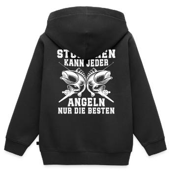 studieren kann jeder angeln nur die besten  - Kinder Premium Organic Zip Hoodie - Schwarz - Hinten - AI Model Kid Male (0cm)