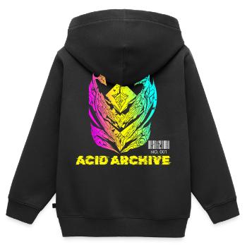 Acid Archive Cyber Sigilism Thermal Y2K Techno - Kids Premium Organic Zip-up Hoodie - black - Back - AI Model Kid Male (0cm)