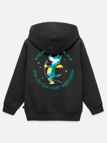 Tabaluga Mit Mikrofon Und Spruch Kindheit - Kinder Premium Organic Zip Hoodie - Schwarz