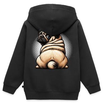 Carlin Carlin Propriétaire de carlin Amoureux du carlin Porte-carlin - Sweat Premium à capuche zippé enfant bio - noir - Dos - AI Model Kid Male (0cm)