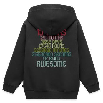 10. Geburtstag | 10 Jahre | 2 Schaltjahre inklusiv - Kinder Premium Organic Zip Hoodie - Schwarz - Hinten - AI Model Kid Male (0cm)
