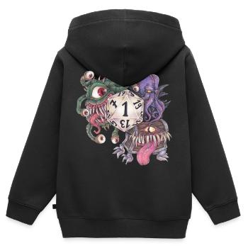 Échec du cadeau de dés D20 sur table de jeu de rôle - Sweat Premium à capuche zippé enfant bio - noir - Dos - AI Model Kid Male (0cm)