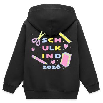 Enfant scolaire 2026 – Don d’inscription scolaire pour filles - Sweat Premium à capuche zippé enfant bio - noir - Dos - AI Model Kid Male (0cm)