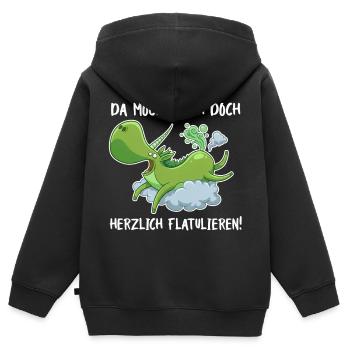 Flatulierendes Einhorn – Lustiger Spruch - Kinder Premium Organic Zip Hoodie - Schwarz - Hinten - AI Model Kid Male (0cm)