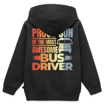 Proud Son Of The Most Awesome Bus Driver - Kinder Premium Organic Zip Hoodie - Schwarz - Hinten - AI Model Kid Male (0cm)