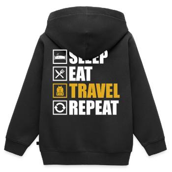 Reisen - Kinder Premium Organic Zip Hoodie - Schwarz - Hinten - AI Model Kid Male (0cm)