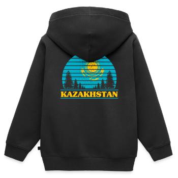 Kazakhstan - Kids Premium Organic Zip-up Hoodie - black - Back - AI Model Kid Male (0cm)