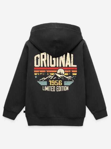 Nostalgique 1956 Cadeau d’anniversaire 1956 - Hoodie Premium med dragkedja barn ekologisk - svart