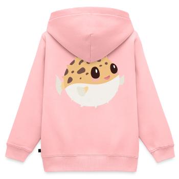 Poisson-globe - Sweat Premium à capuche zippé enfant bio - rose - Dos - AI Model Kid Female (0cm)