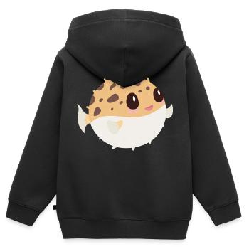 Puffer fish - Kids Premium Organic Zip-up Hoodie - black - Back - AI Model Kid Male (0cm)