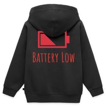 Battery Low Icon and Text - Kids Premium Organic Zip-up Hoodie - black - Back - AI Model Kid Male (0cm)