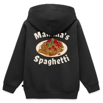 Mamma's Spaghetti - Kinder Premium Organic Zip Hoodie - Schwarz - Hinten - AI Model Kid Male (0cm)