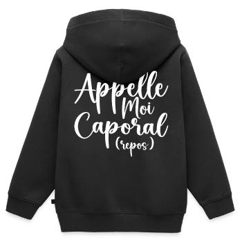 Appelle Moi Caporal - Sweat Premium à capuche zippé enfant bio - noir - Dos - AI Model Kid Male (0cm)