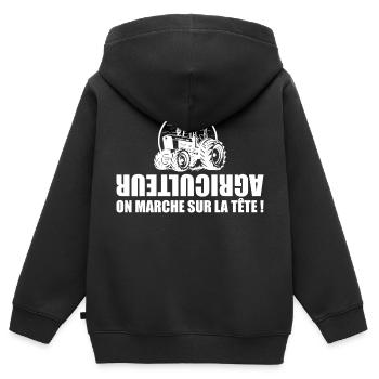 Landwirt - Landwirt - Traktor - Kinder Premium Organic Zip Hoodie - Schwarz - Hinten - AI Model Kid Male (0cm)
