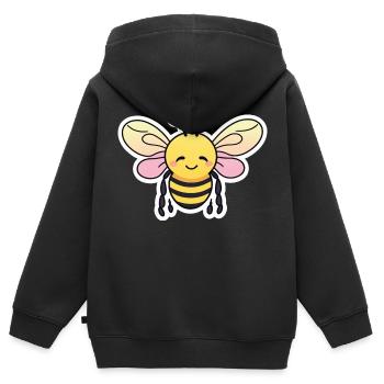 Niedliche glückliche Biene - Kinder Premium Organic Zip Hoodie - Schwarz - Hinten - AI Model Kid Male (0cm)