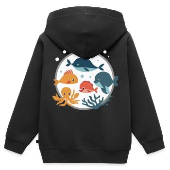 Ozeanfreunde – Entdecke die Welt der Meerestiere - Kinder Premium Organic Zip Hoodie - Schwarz - Hinten - AI Model Kid Male (0cm)